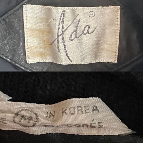 Ada Black Leather Zip Front Long Sleeve Moto Bomber Jacket M - Picture 8 of 9